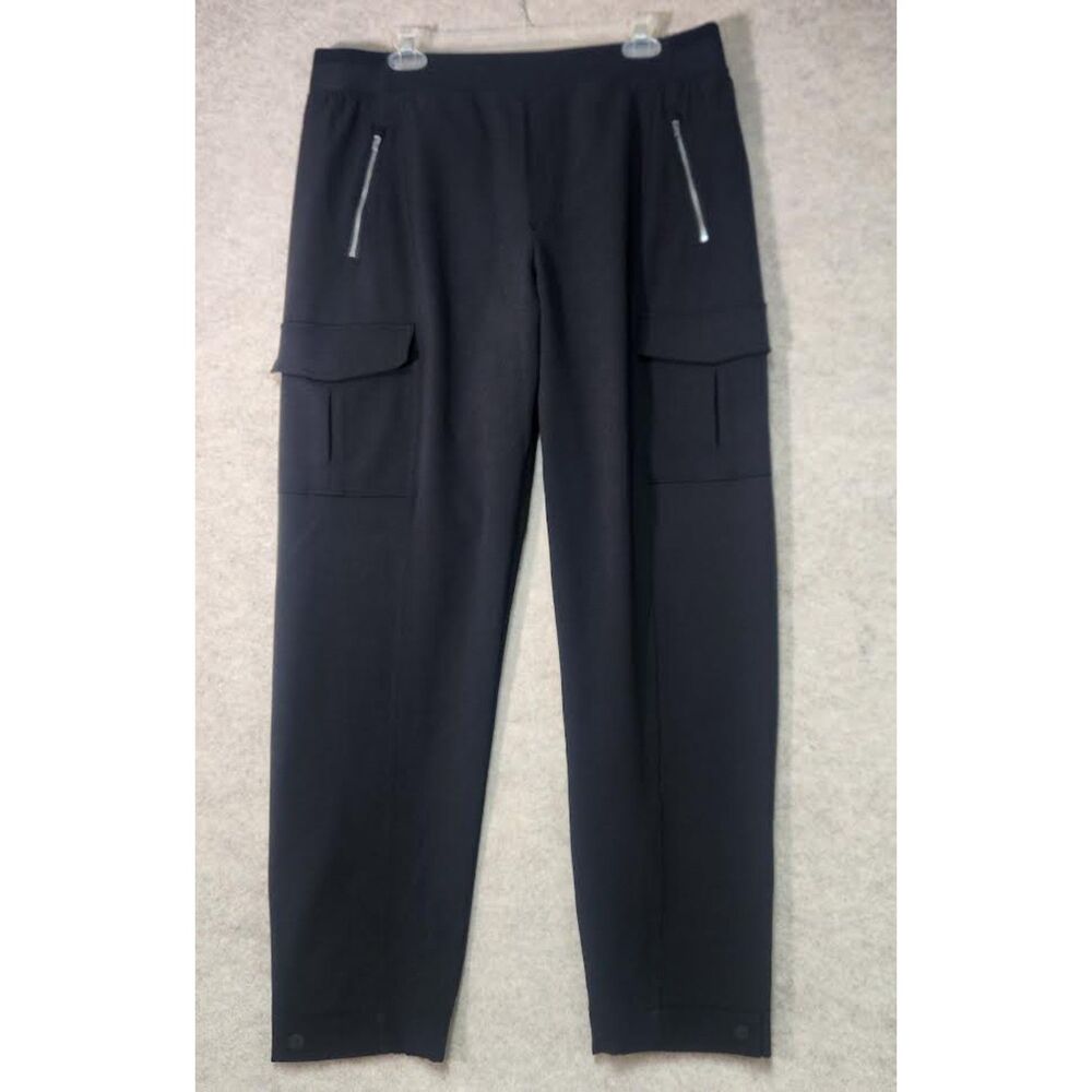 Athleta Black Cargo Pants with Zipper pockets and Snap Bottom Cuffs Size 16